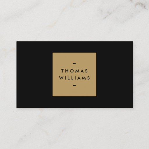 Customizable MODERN and SIMPLE GOLD BOX LOGO on BLACK Business Card Template