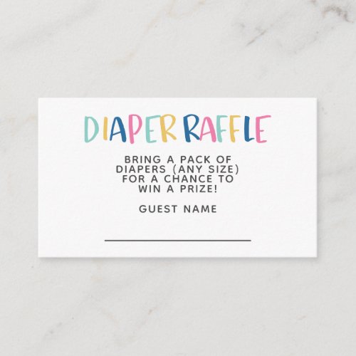 Modern and Simple Hope Rainbow Diaper Raffle Enclosure Card