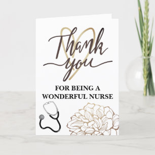 Modern And Simple Nurse  Letterpress Thank You Card