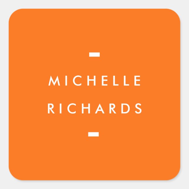 Modern and Simple Orange Square Sticker (Front)