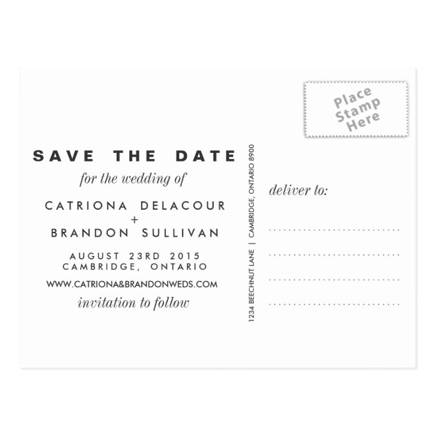 MODERN AND SIMPLE PHOTO SAVE THE DATE POSTCARD