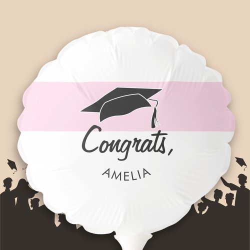 Modern and Simple Pink Congrats Graduation Balloon