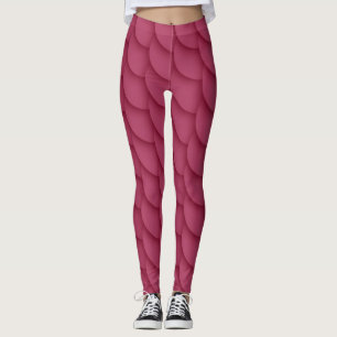 Modern and Simple Red Mermaid Scales Leggings