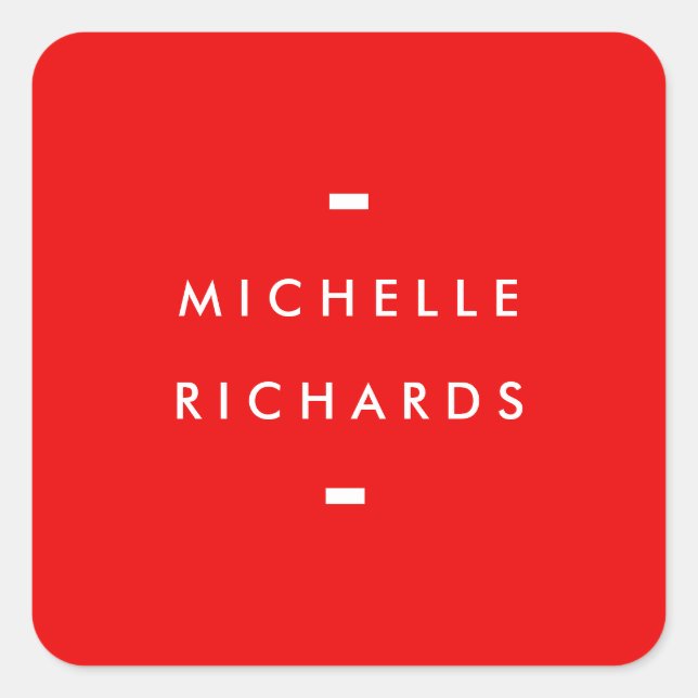 Modern and Simple Red Square Sticker (Front)