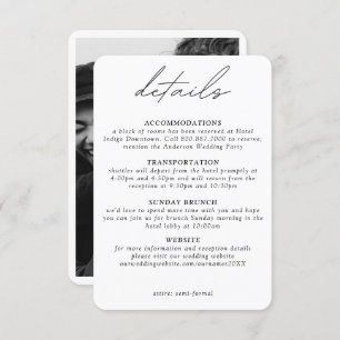Modern and Simple Small Vertical Wedding Details Enclosure Card