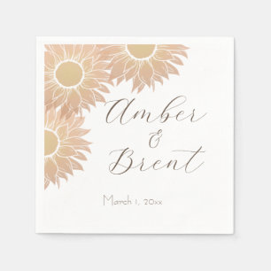Modern and Simple Sunflower Wedding Cocktail Napki Napkins
