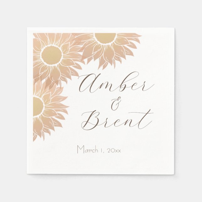 Modern and Simple Sunflower Wedding Cocktail Napki Napkins (Front)