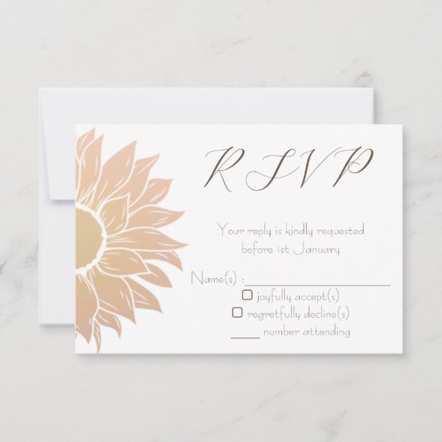 Modern and Simple Sunflower Wedding RSVP card (Front)