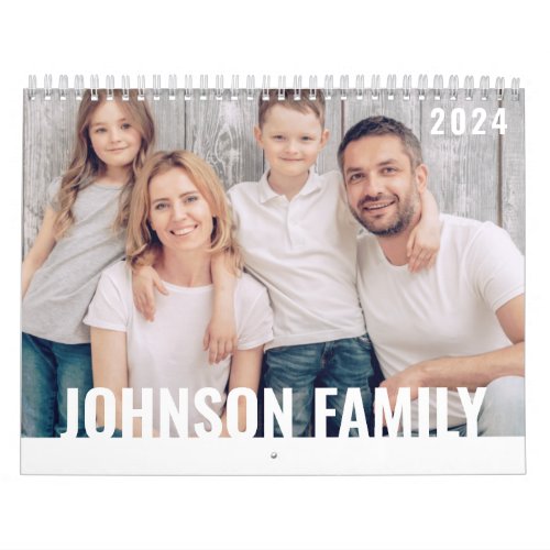 Modern and Simple Typography Custom Family Photos Calendar