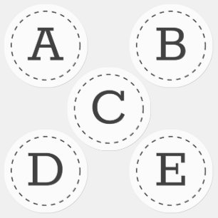 Modern and Simple Typography Five Monograms Stitch Kids' Labels