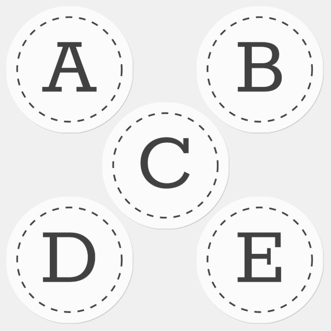 Modern and Simple Typography Five Monograms Stitch Kids' Labels (Group)