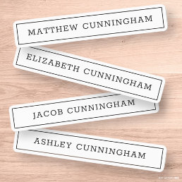 Modern and Simple Typography Frame Add Four Names Kids&#39; Labels