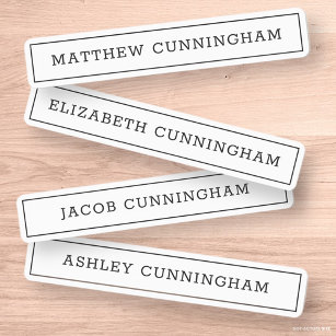 Modern and Simple Typography Frame Add Four Names Kids' Labels