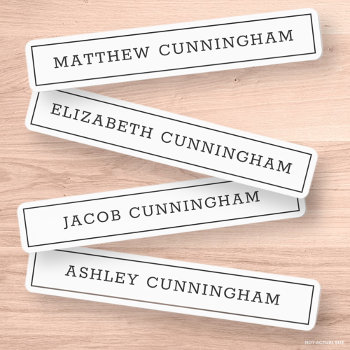 Modern And Simple Typography Frame Add Four Names Kids' Labels by SelectPartySupplies at Zazzle