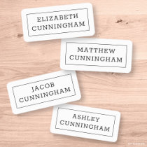 Modern and Simple Typography Frame Add Four Names Kids' Labels