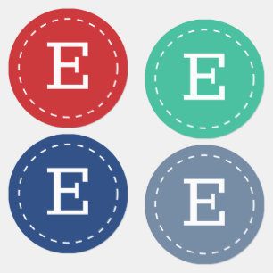 Modern and Simple Typography Monogram Stitch Kids' Labels