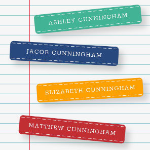Modern and Simple Typography Stitch Add Four Names Kids' Labels