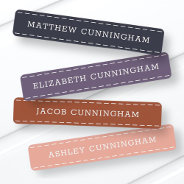 Modern And Simple Typography Stitch Add Four Names Kids' Labels at Zazzle