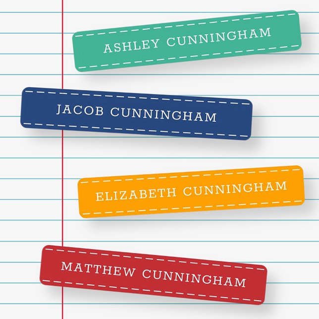Modern and Simple Typography Stitch Add Four Names Kids' Labels (Creator Uploaded)