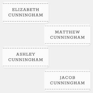 Modern and Simple Typography Stitch Add Four Names Kids' Labels