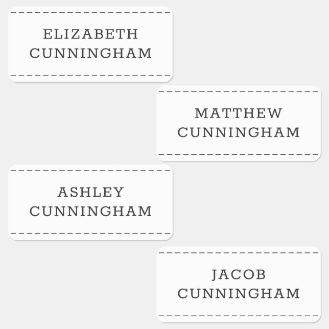 Modern and Simple Typography Stitch Add Four Names Kids' Labels (Group)