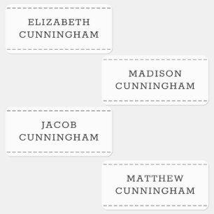 Modern and Simple Typography Stitch Add Names Kids' Labels