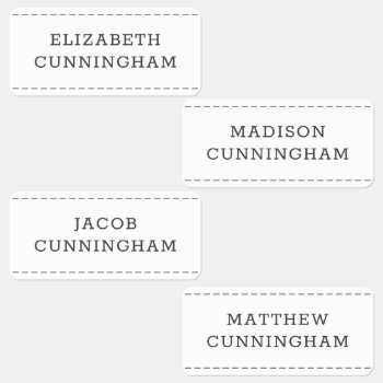 Modern And Simple Typography Stitch Add Names Kids' Labels by SelectPartySupplies at Zazzle