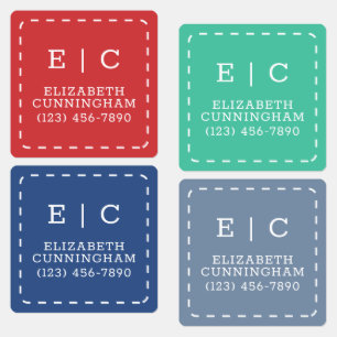 Modern and Simple Typography Stitch Add Your Name Kids' Labels