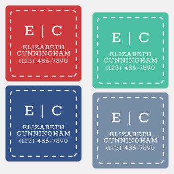 Modern And Simple Typography Stitch Add Your Name Kids' Labels by SelectPartySupplies at Zazzle