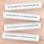 Modern And Simple Typography Stitch Add Your Name Kids' Labels at Zazzle