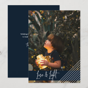 Modern and Simply Love and Light Hanukkah Holiday Card