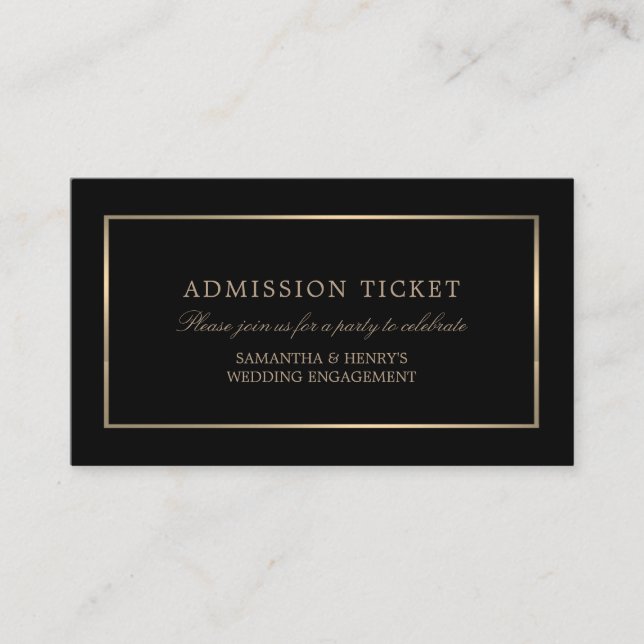 Modern and Sleek, Black and Gold, Admission Ticket Enclosure Card (Front)