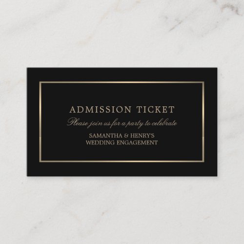 Modern and Sleek Black and Gold Admission Ticket Enclosure Card