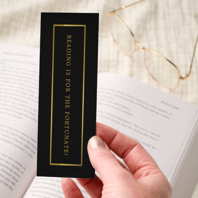 Modern and Sleek, Black and Gold Bookmark (Hand)