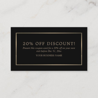 Modern and Sleek, Black and Gold, Discount Voucher
