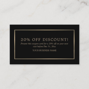 Modern and Sleek, Black and Gold, Discount Voucher Card