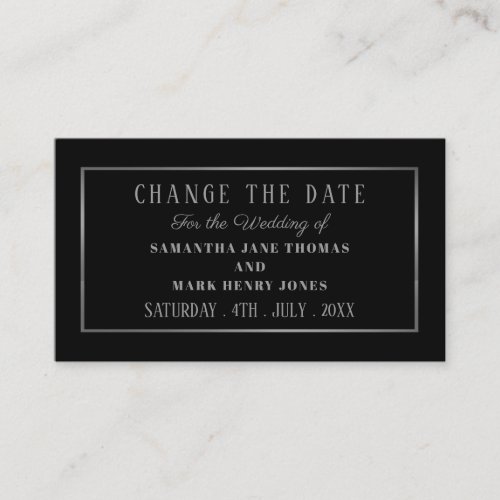 Modern and Sleek Black and Silver Change the Date Enclosure Card