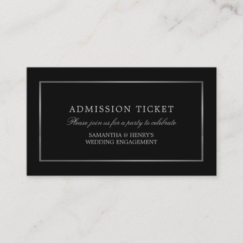 Modern and Sleek Black  Silver Admission Ticket Enclosure Card