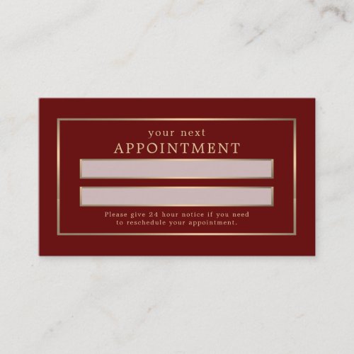 Modern and Sleek Red and Gold Appointment Card