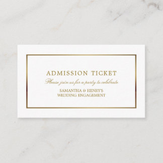 Modern and Sleek, White and Gold, Admission Ticket Enclosure Card