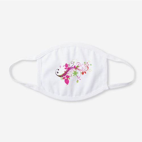 Modern and Stylish Floral White Cotton Face Mask