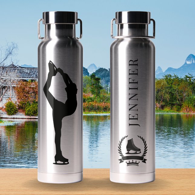 Modern And Stylish Ice Skater Woman Personalized Water Bottle (Creator Uploaded)