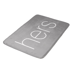 Modern and Stylish Slate Gray and White hers Bath Mat