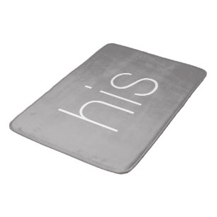 Modern and Stylish Slate Gray and White his Bath Mat
