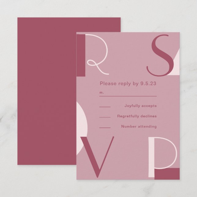 Modern and Trendy Burgundy Monochromatic Wedding RSVP Card (Front/Back)