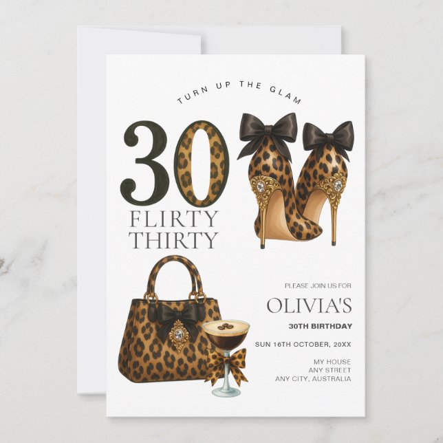 Modern and Trendy Flirty 30 Birthday Invitation (Front)