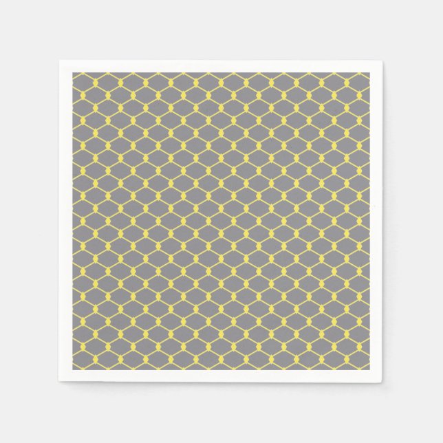 Modern and Trendy Gray and Yellow Chain Link  Napkins (Front)