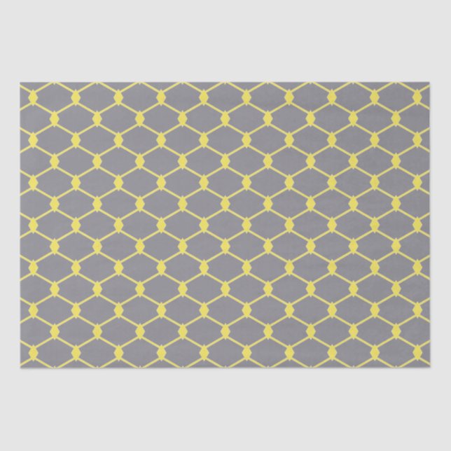 Modern and Trendy Gray and Yellow Chain Link  Tissue Paper (Front)