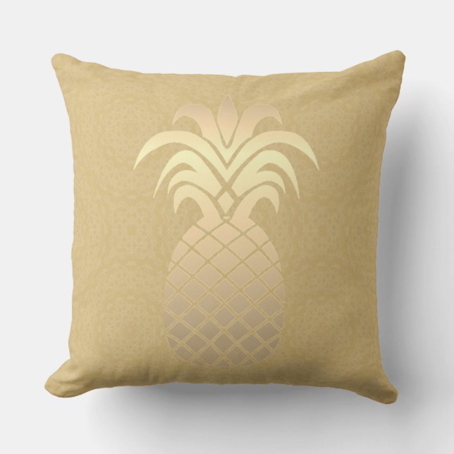  Modern and Trendy Pineapple Design On Classic Tan Throw Pillow (Front)