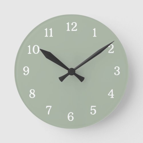 Modern And Trendy Sage Green And White   Round Clock